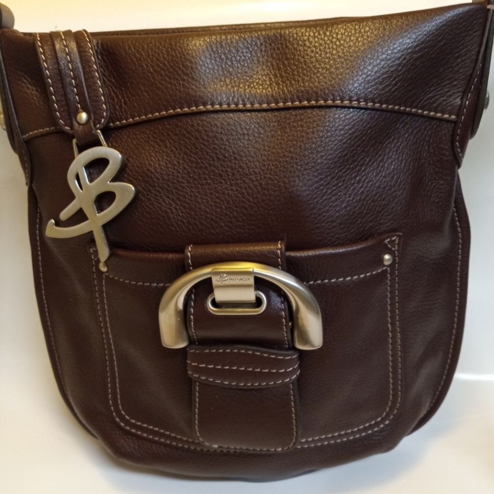 Bag B Makowsky Dark Brown Pebbled Leather Crossbody Shoulder Hand Bag - Picture 8 of 9